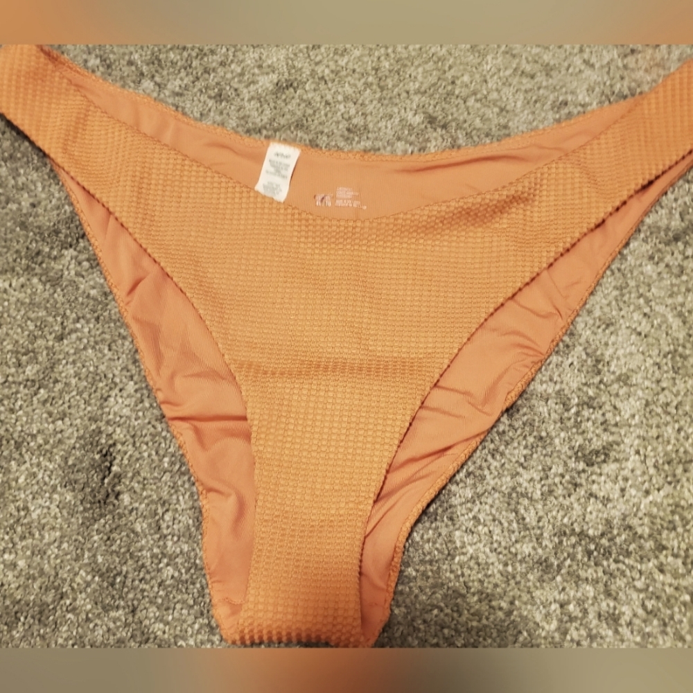 Aerie NWOT-XL Textured Orange Cheeky Bikini Bottom, High leg